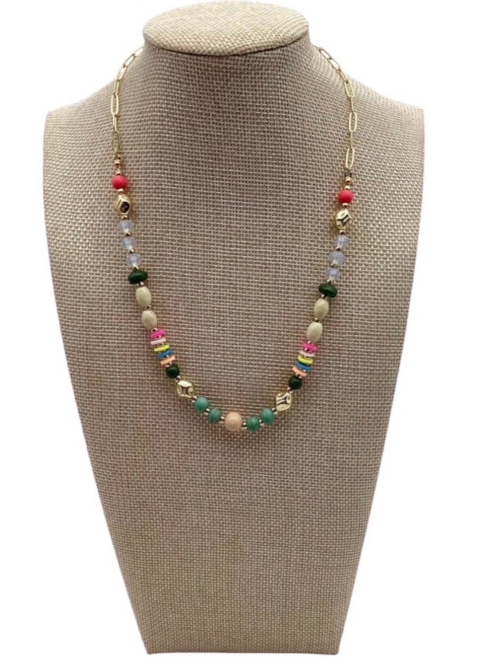 Summertime Beaded Gold Tone Necklace (NWT)